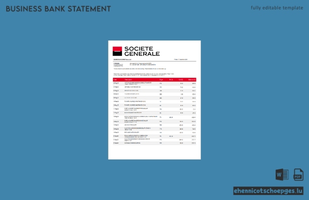 Beispiel eines Kontoauszugs der Société Générale Bank (Word- und PDF-Datei)
